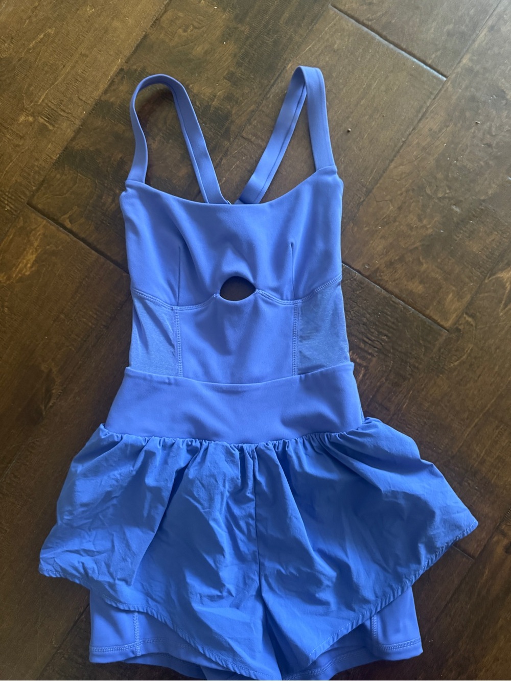 POPFLEX Blue Athletic Skort Romper with Keyhole Front